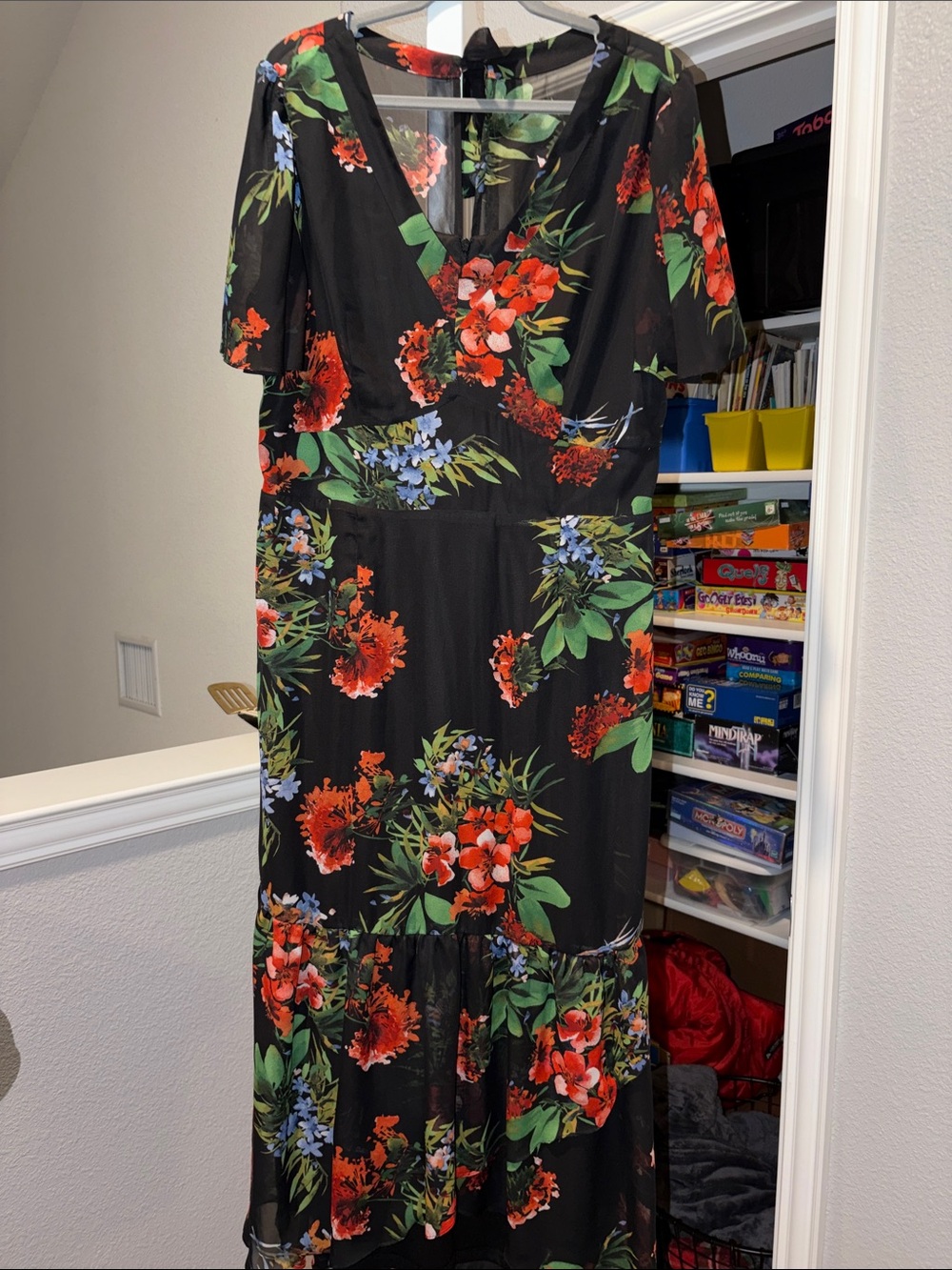 julia jordan Black Maxi Dress with Red Floral Print
